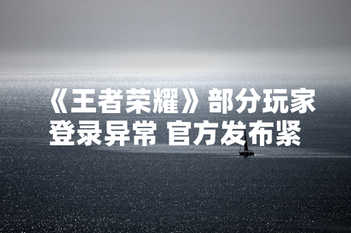 《王者荣耀》部分玩家登录异常 官方发布紧急修复公告