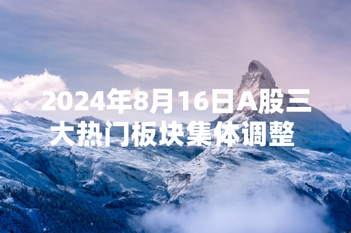 2024年8月16日A股三大热门板块集体调整 中国证监会披露监测处置进展