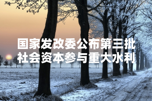 国家发改委公布第三批社会资本参与重大水利工程试点进展 签约率达86.5%