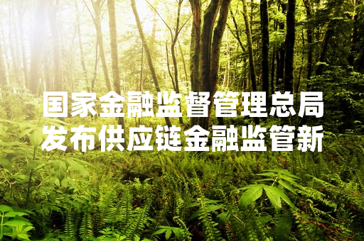 国家金融监督管理总局发布供应链金融监管新规 明确核心企业责任边界