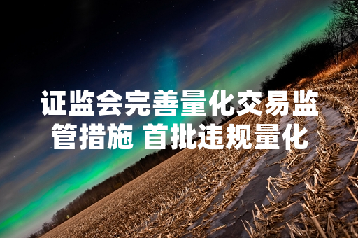 证监会完善量化交易监管措施 首批违规量化交易主体完成处罚