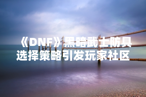 《DNF》黑暗武士防具选择策略引发玩家社区讨论