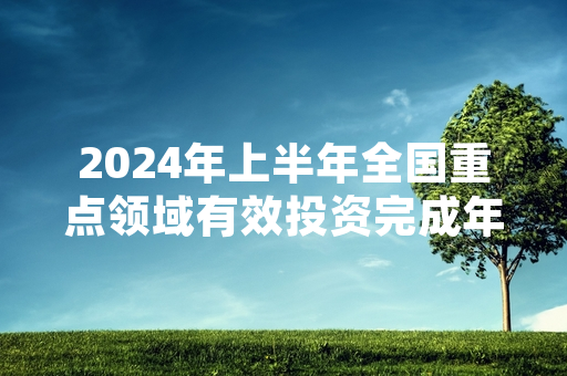 2024年上半年全国重点领域有效投资完成年度计划超五成 项目按计划推进