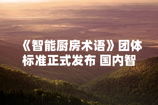 《智能厨房术语》团体标准正式发布 国内智能厨房行业首次统一基础术语规范