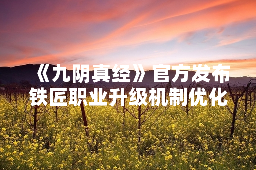 《九阴真经》官方发布铁匠职业升级机制优化公告